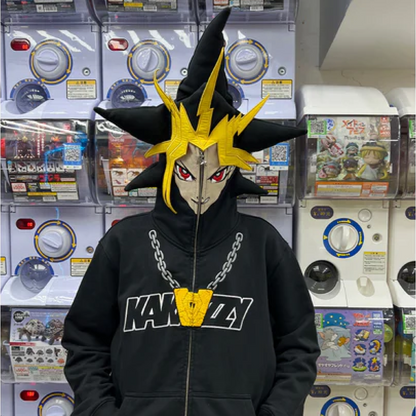 Full Zip Hoodie Black and Yellow (Eyes Can See）